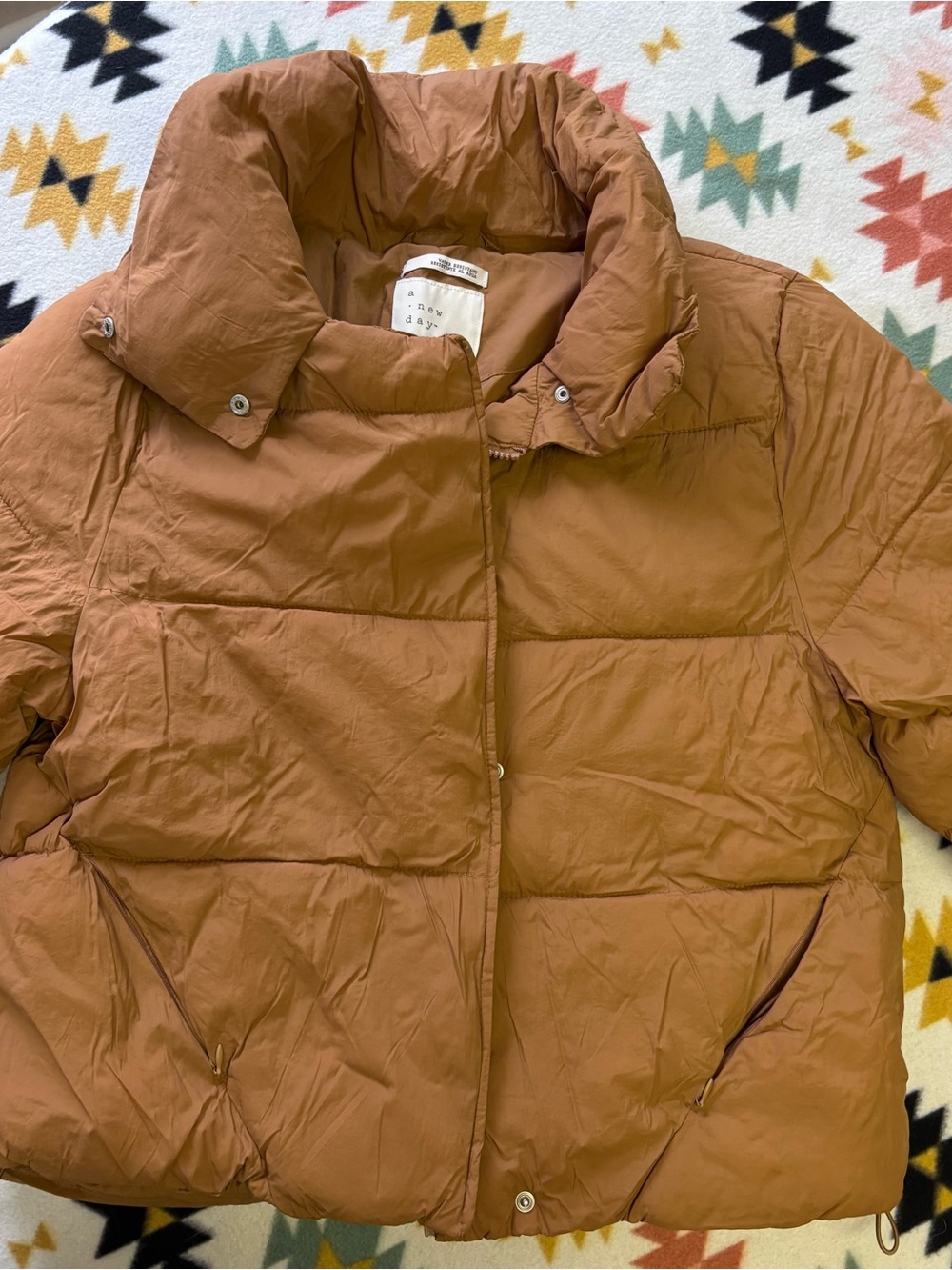 a new day Rust Brown Quilted Puffer Jacket